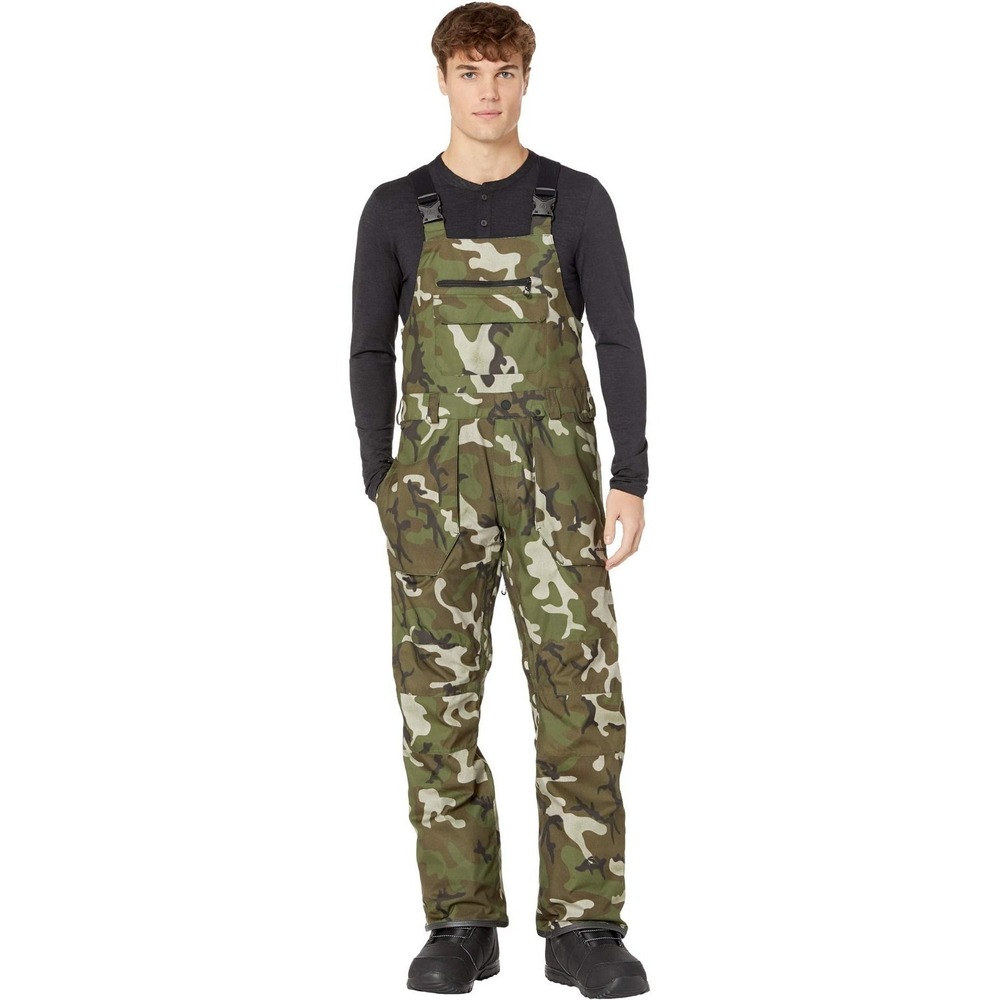 $225 Volcom Roan Bib Overall Men Small Green Camo Waterproof Snow Board Ski NWT